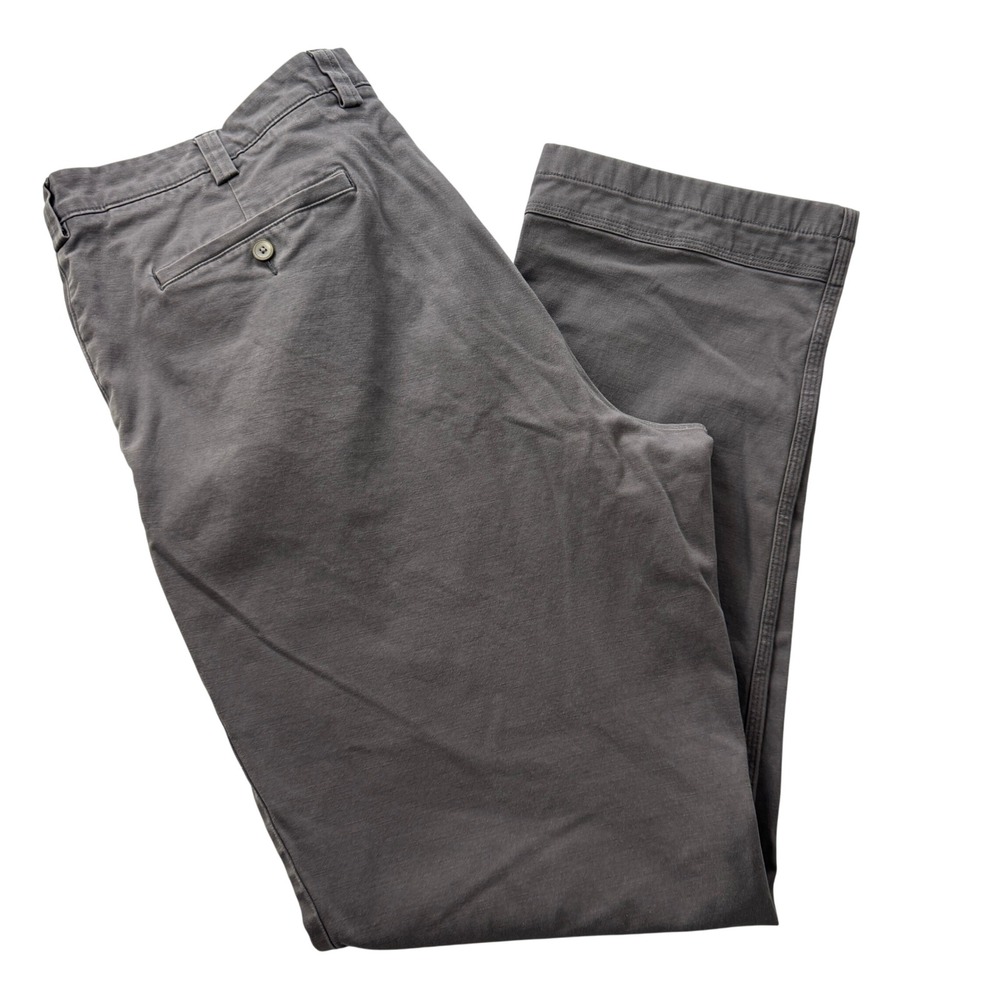 Duluth Trading Co Flex Ballroom Khakis Mens Grey Straight Leg Work Pants 42x30